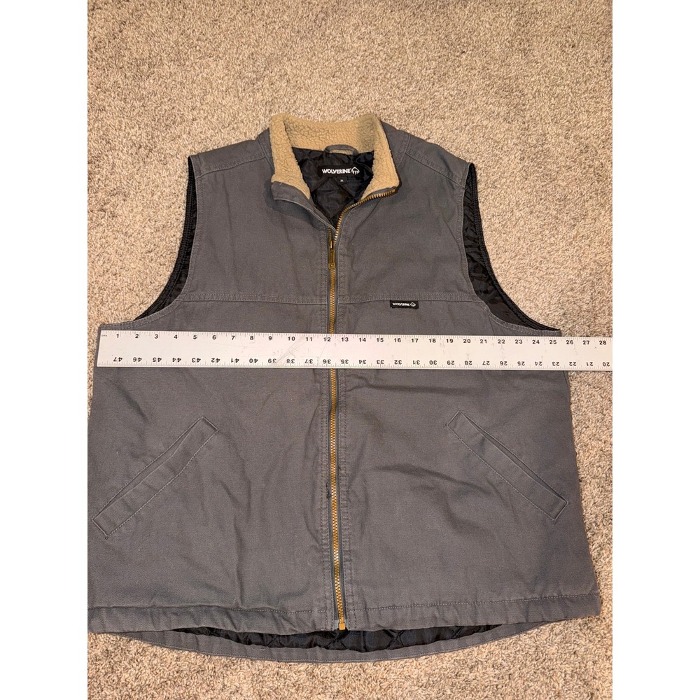 Wolverine Mens XL Gray Canvas Sherpa Lined Quilted Insulated Work Vest (666) - Picture 5 of 6